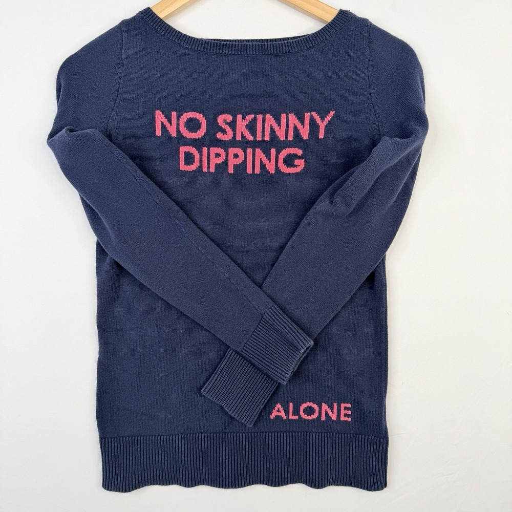 Lilly Pulitzer No Skinny Dipping Alone Sweater Pullover Navy blue Cotton knit-S